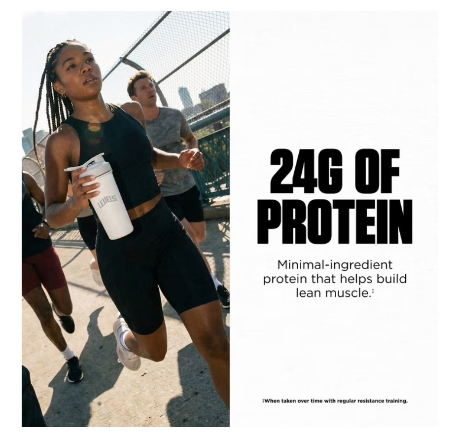 Levels Grass Fed Whey Protein Powder, No Artificials, 24G of Protein, Double Cho
