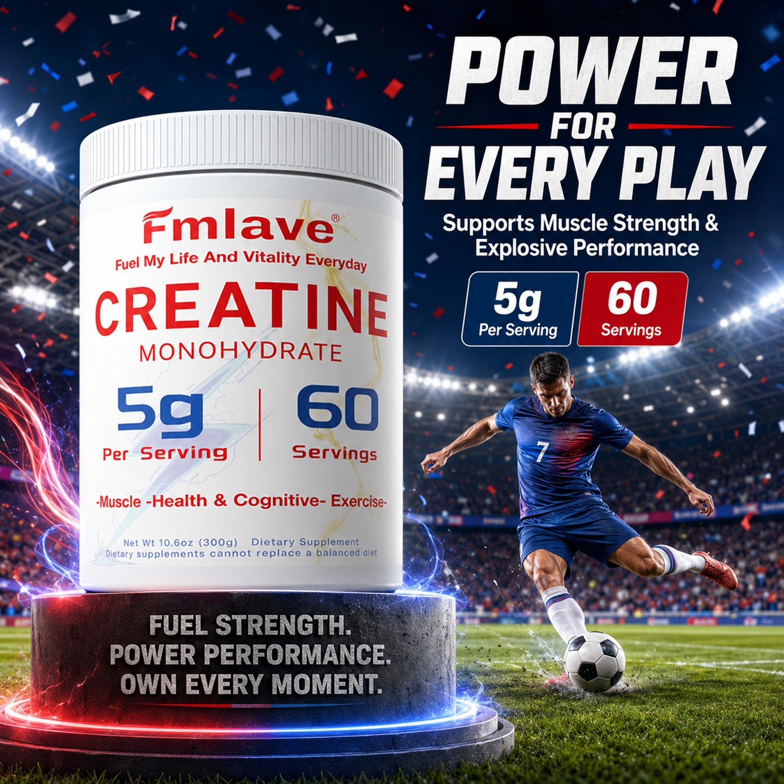 Creatine Monohydrate Powder Muscle gain (Micronized) 5g per serv 300g Unflavored