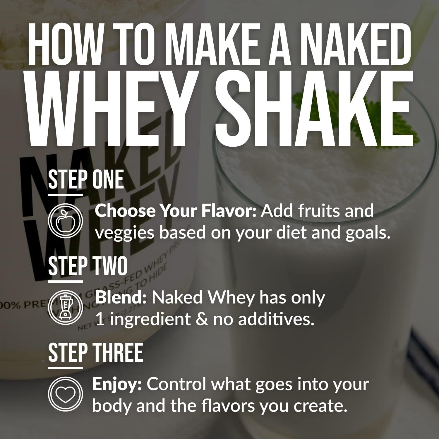 NAKED Whey 1Lb – Only 1 Ingredient, Grass Fed 1 or 2 Pound (Pack of 1)