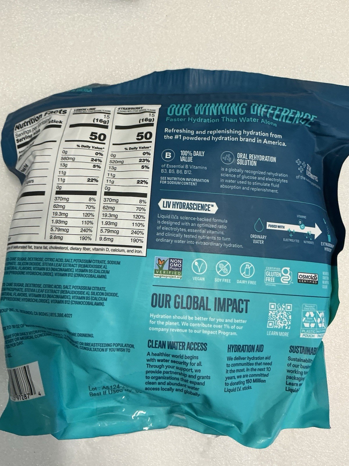 Liquid I.V Hydration Multiplier Lemon Lime+Strawberry 30 Sticks EXP 05/2028