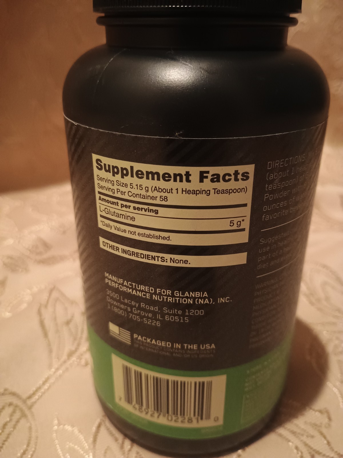 Optimum Nutrition ON Glutamine Powder Unflavored 10.58 oz (300 g) Exp 05/2028