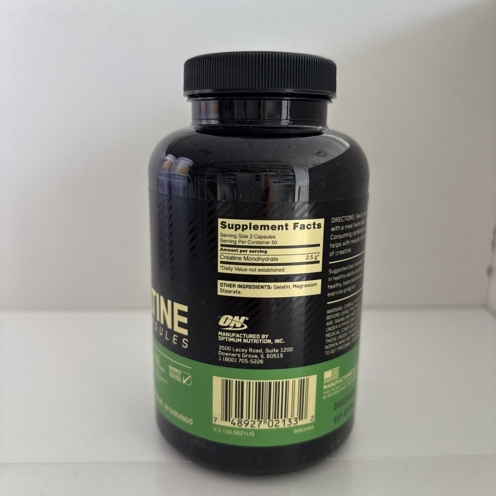 Micronized Creatine Capsules, 100 Capsules (1.25 g per Capsule ) Exp 7/2026