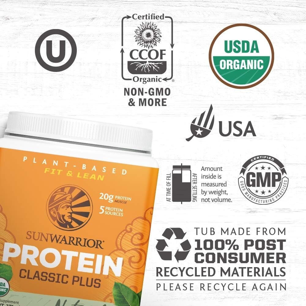 Sunwarrior Vegan Organic Protein Powder Plant-based 5 Superfood Quinoa Chia 375g