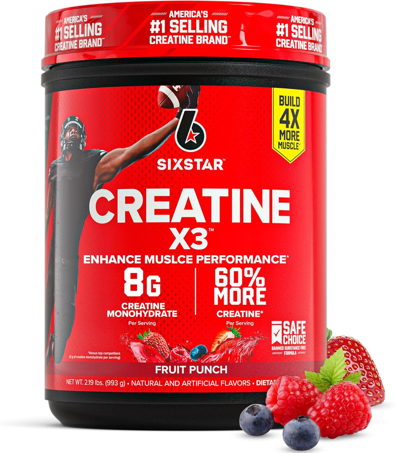 Creatine Monohydrate Powder, X3 (Fruit Punch) – Flavored Creatine Hcl Powder Mon