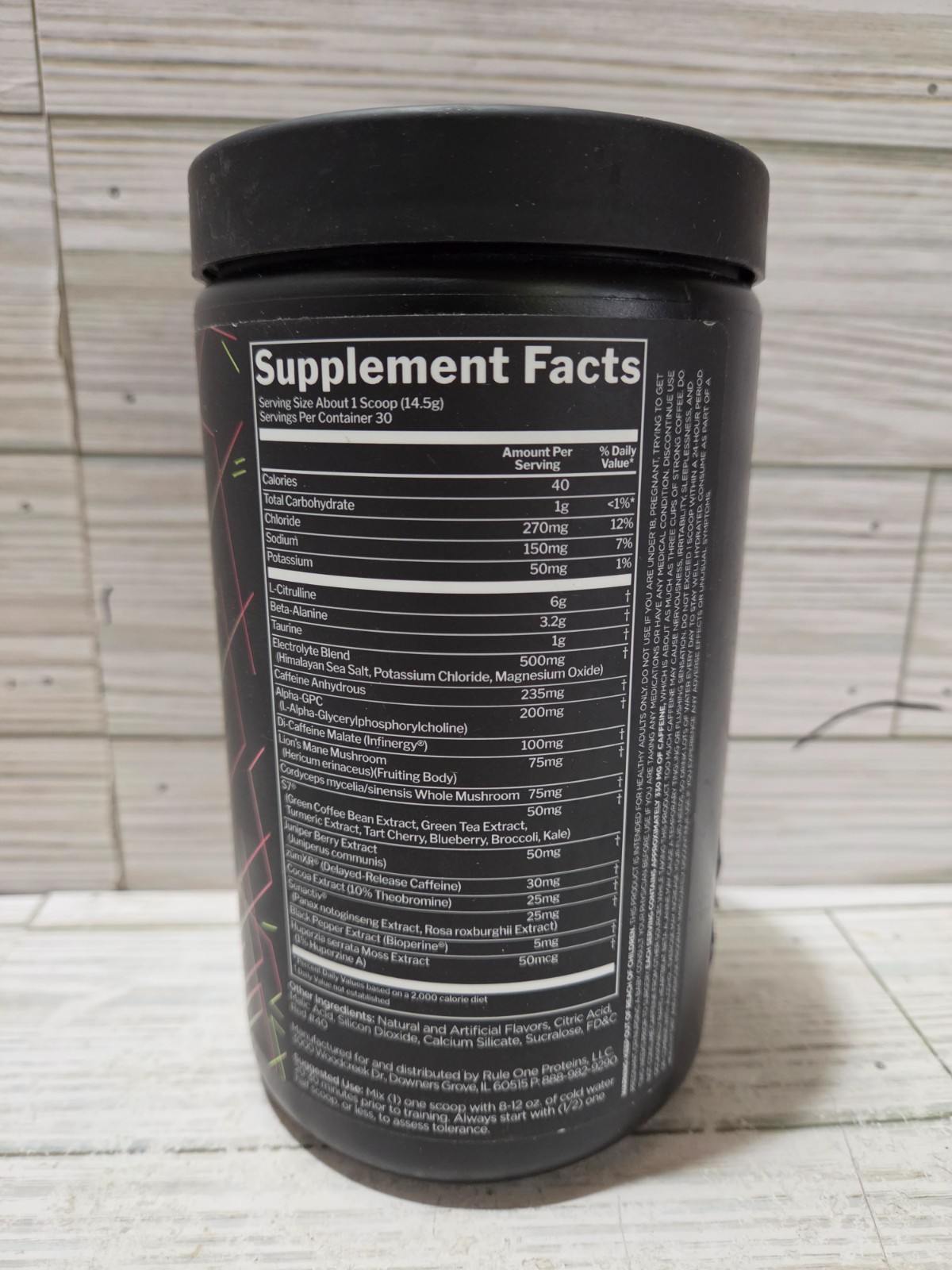 Rule One 1 Pre Lift Pre-Workout 30 Servings Black Cherry Limeade 15.3 OZ 6/2026