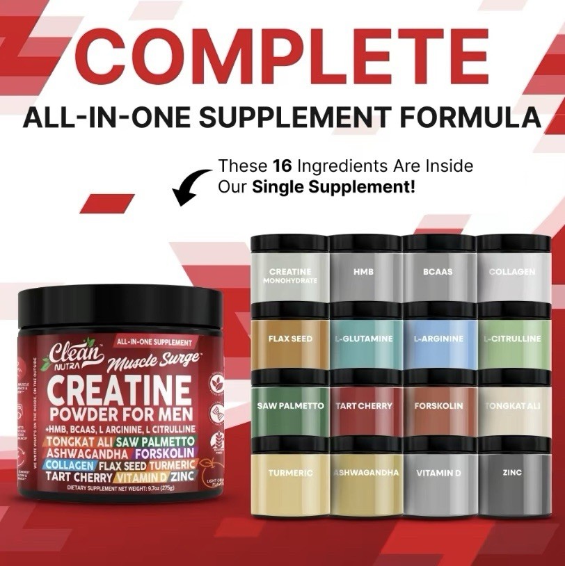 Clean Nutra Muscle Surge – All-in-One Creatine Powder for Men