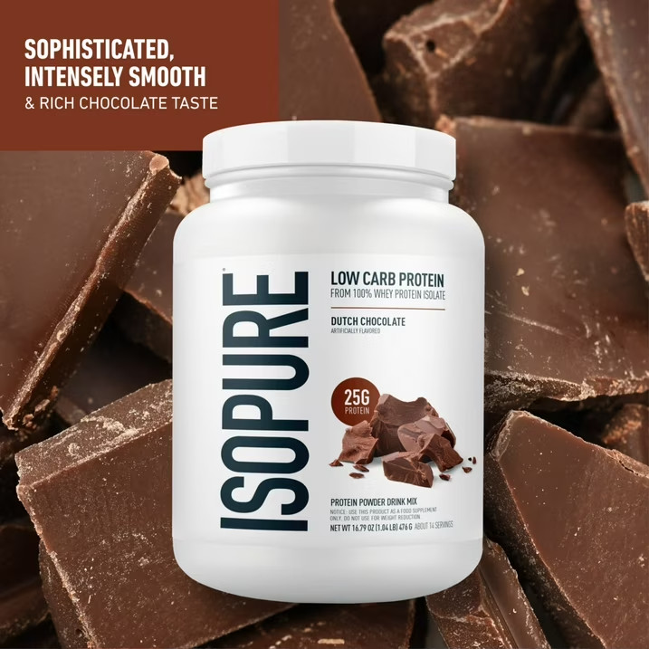 Isopure Low Carb 100% Whey Protein Isolate Chocolate Protein Powder, 25g, 14 Ser