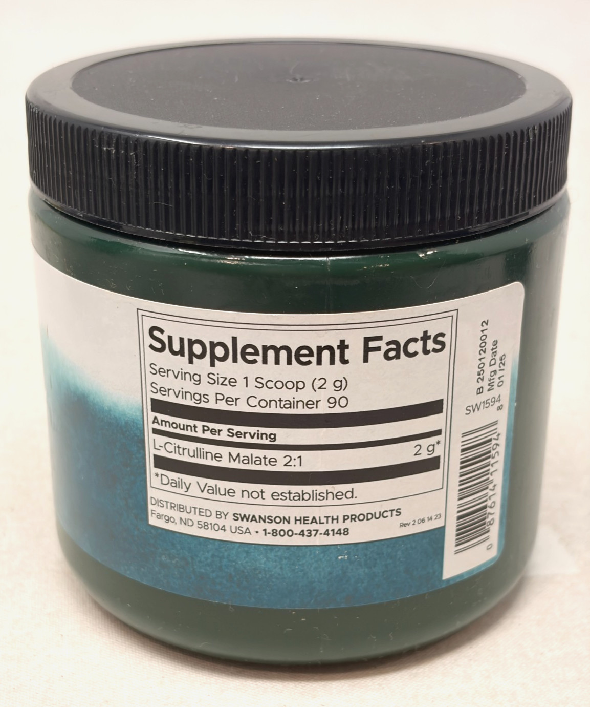 New Swanson L-Citrulline Malate Complex Powder 180g 90 Servings Mfg 1/25