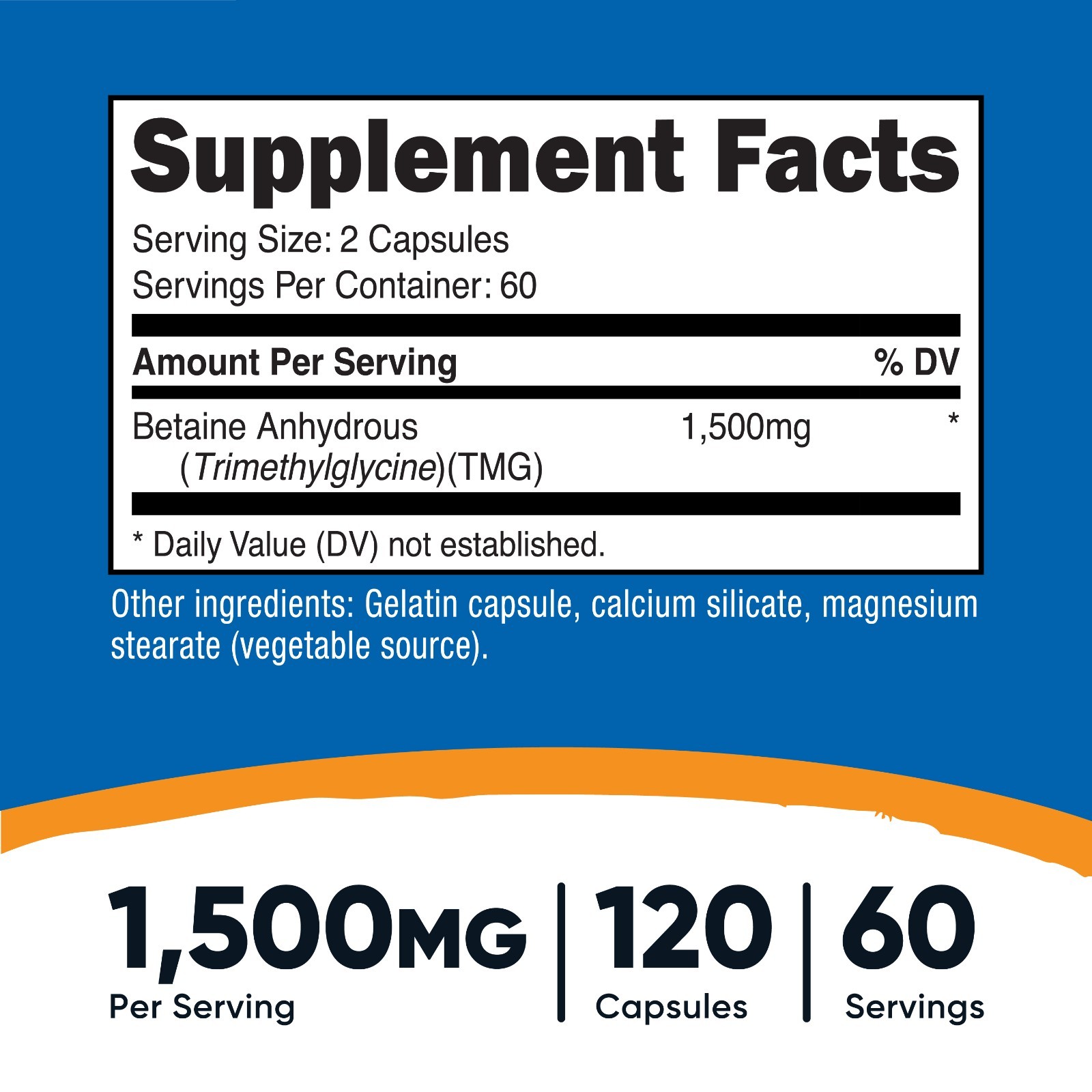 Nutricost Betaine Anhydrous 1500mg, 60 Servings