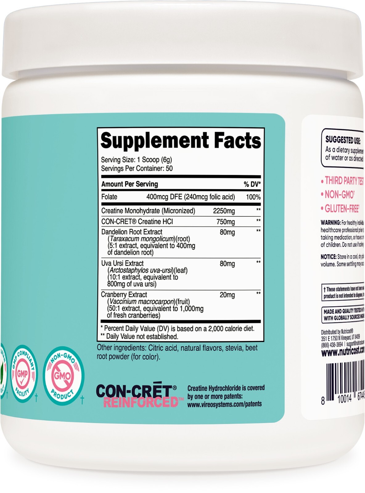 Nutricost Creatine Monohydrate Powder for Women Strawberry Lemonade, 50 Servings