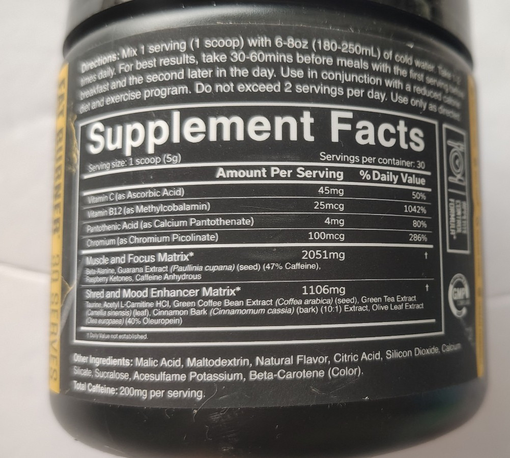The Ripper! Fat Burner Pre-workout – Pineapple – 5.3 oz (150 g) – EXP 06/28