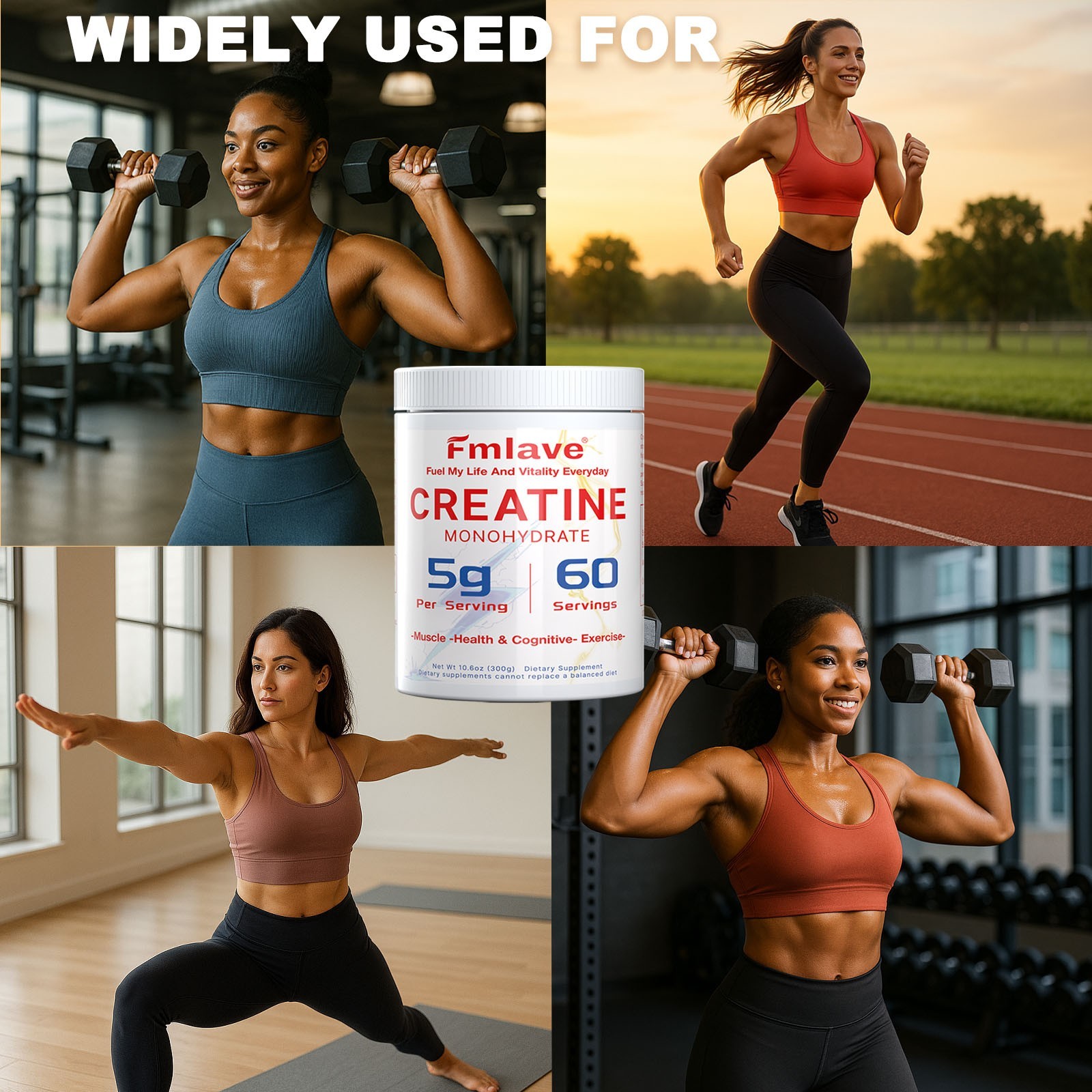 Creatine Monohydrate Powder for Women 60 Servings with Collagen Glute Builder