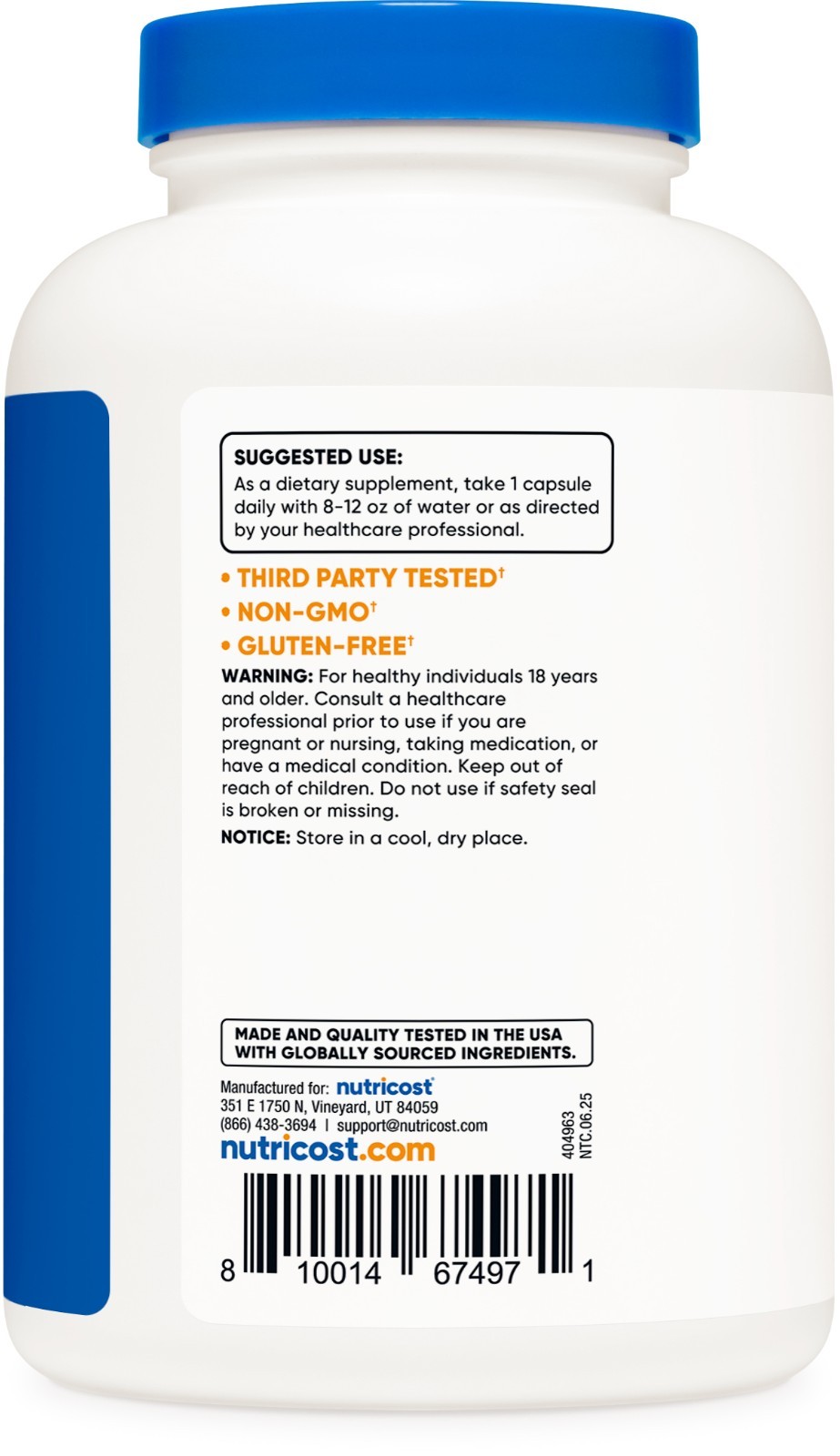 Nutricost Taurine 1000mg Capsules Supplement, 240 Capsules, Non-GMO, Gluten Free