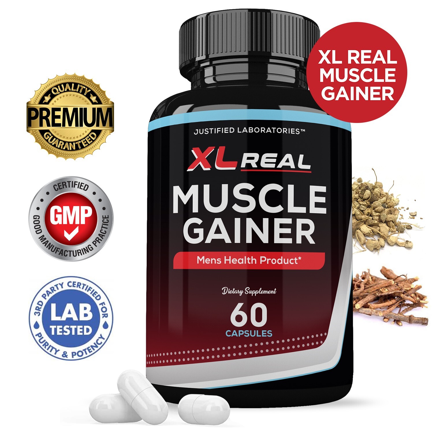 XL Real Muscle Gainer Men’s Health Supplement 1484mg 60 Capsules