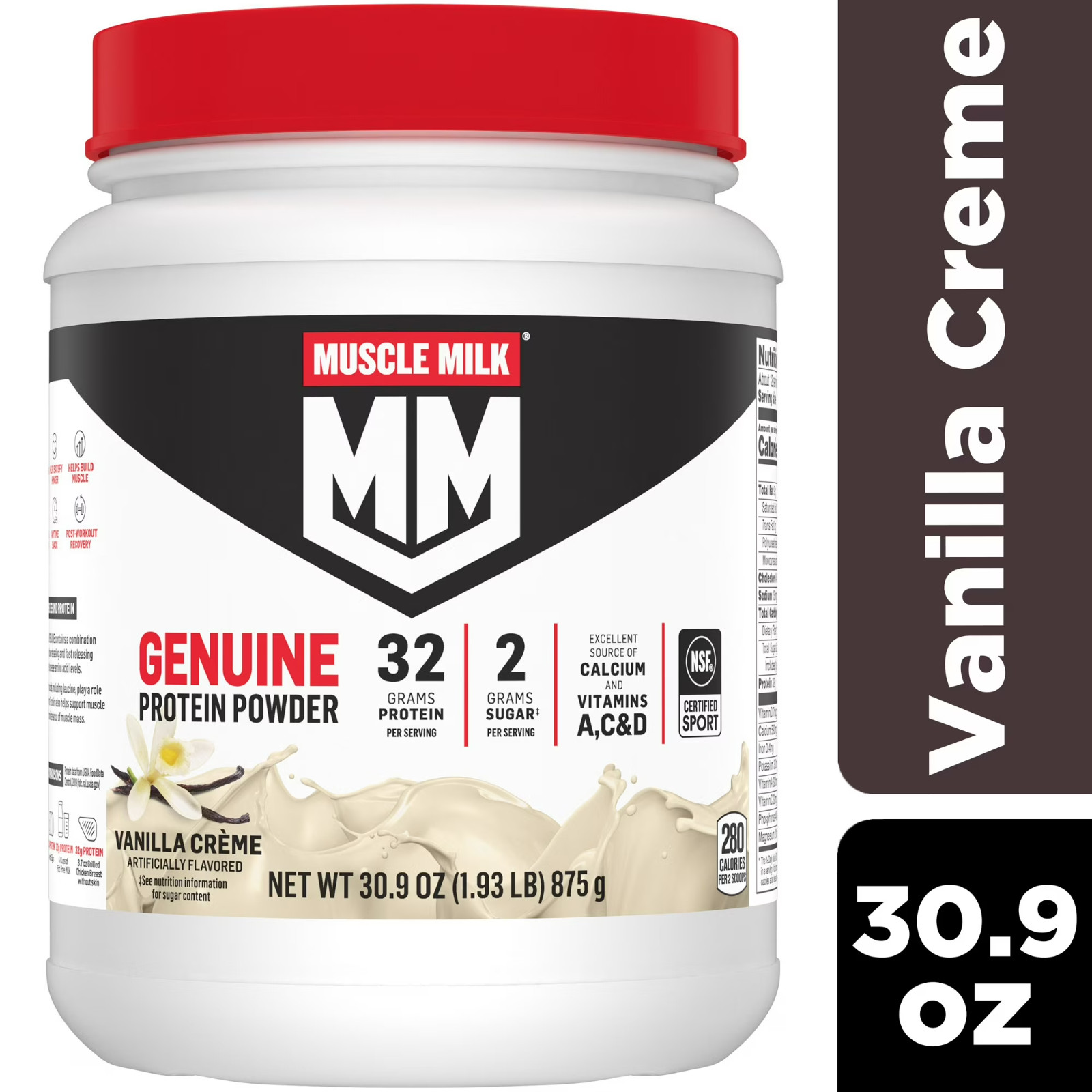 Muscle Milk Genuine Vanilla Protein Powder 32g Protein 1.9lb 30.9oz