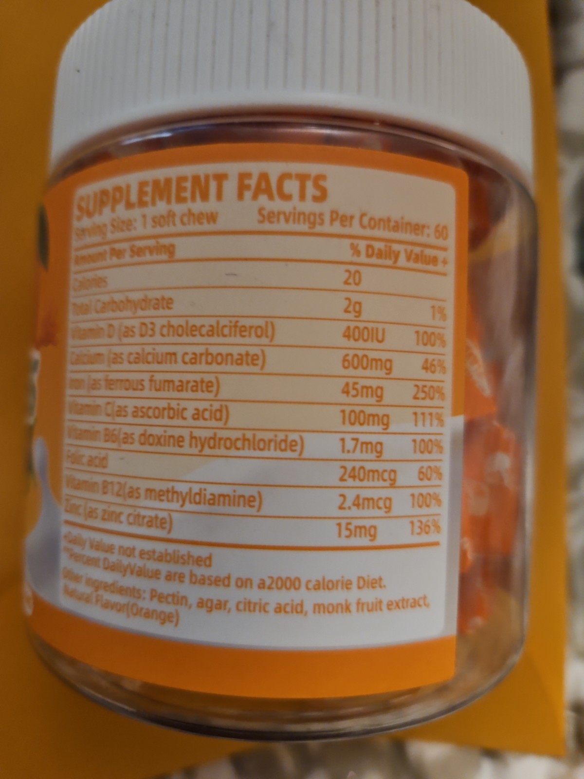 Natures Aid Iron 45 Mg Plus Vitamin C Soft Chews – 60 Count – Ex: 12/26