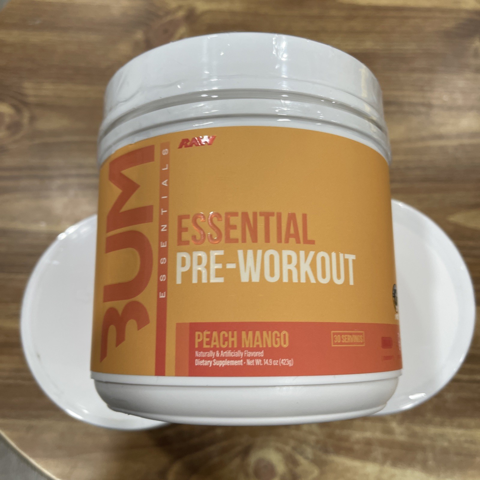 (2) RAW Essential Pre Workout Powder Peach Mango 30 Servings/423g X 2 Packs