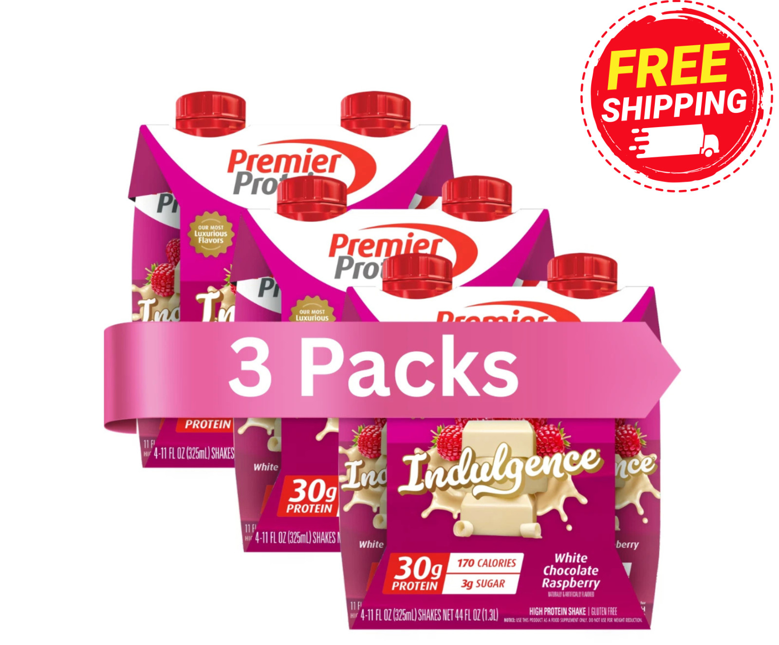 Premier Protein Indulgence Protein Shake, White Chocolate Raspberry, 12 Ct