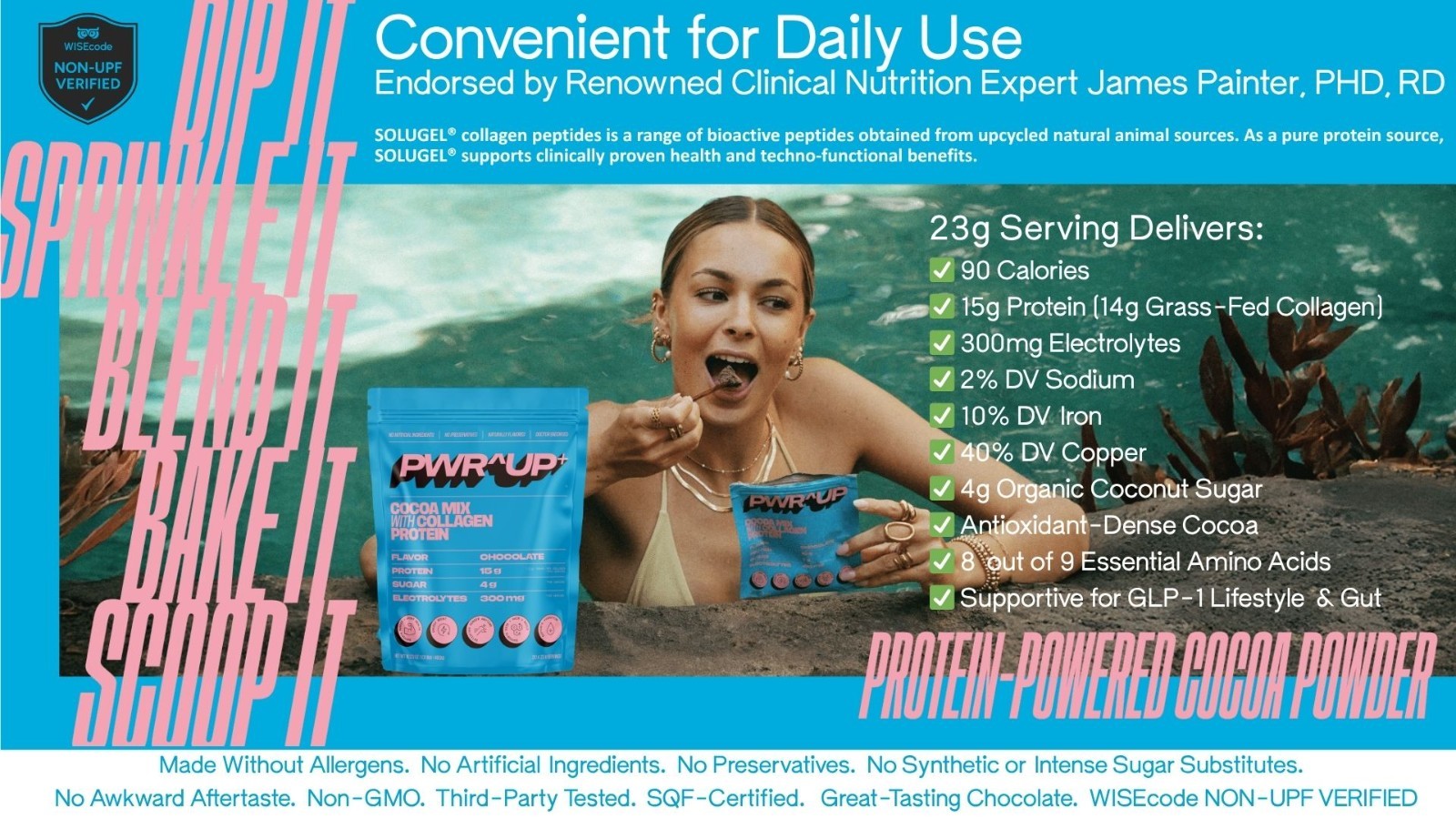 PWR^UP GRASS-FED COLLAGEN PEPET1DES CHOCOLATE READY-TO-EAT 16.23 OZ 20 SERVINGS