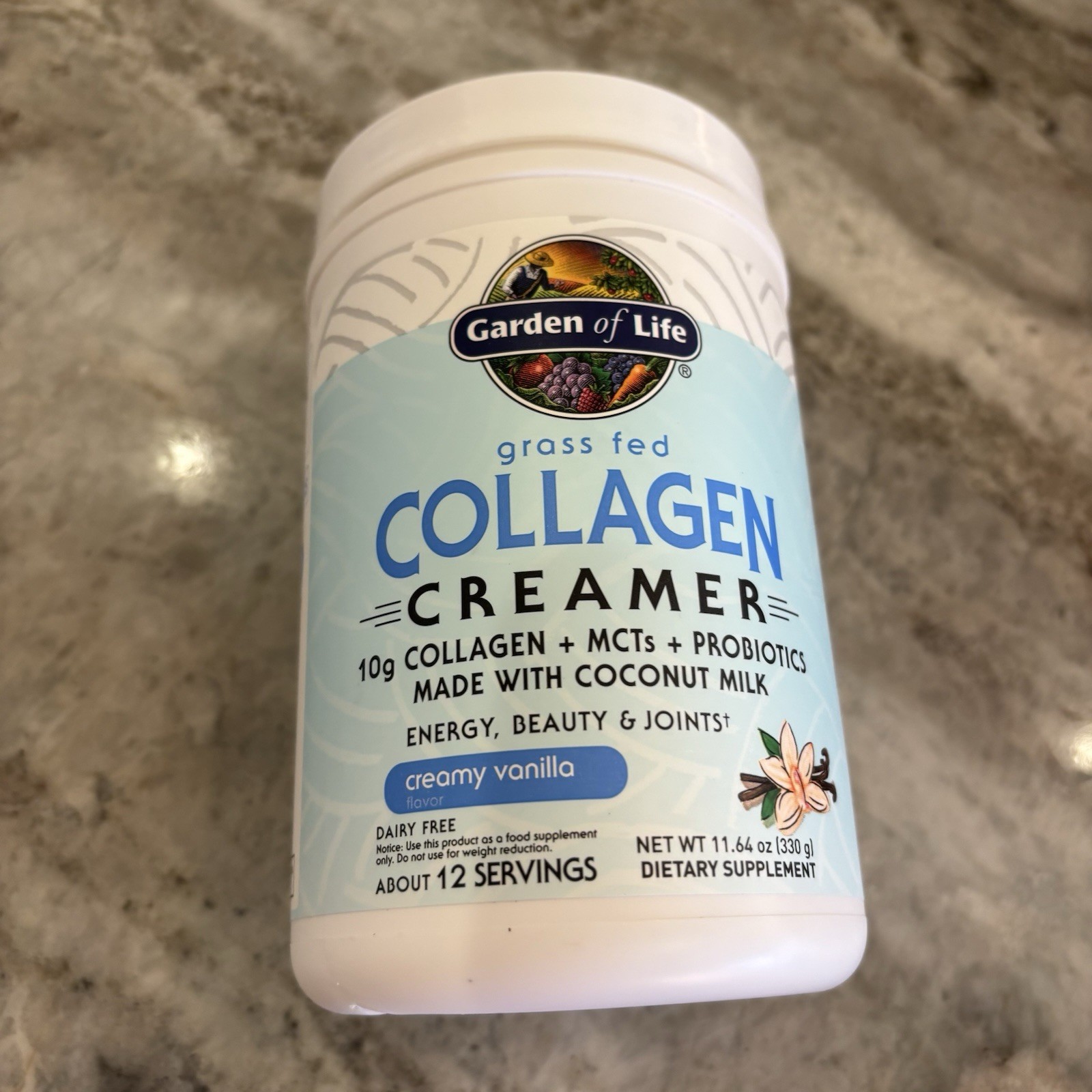 Garden of Life Grass Fed Collagen Creamer Powder – Creamy Vanilla, 12 Serv EXP27