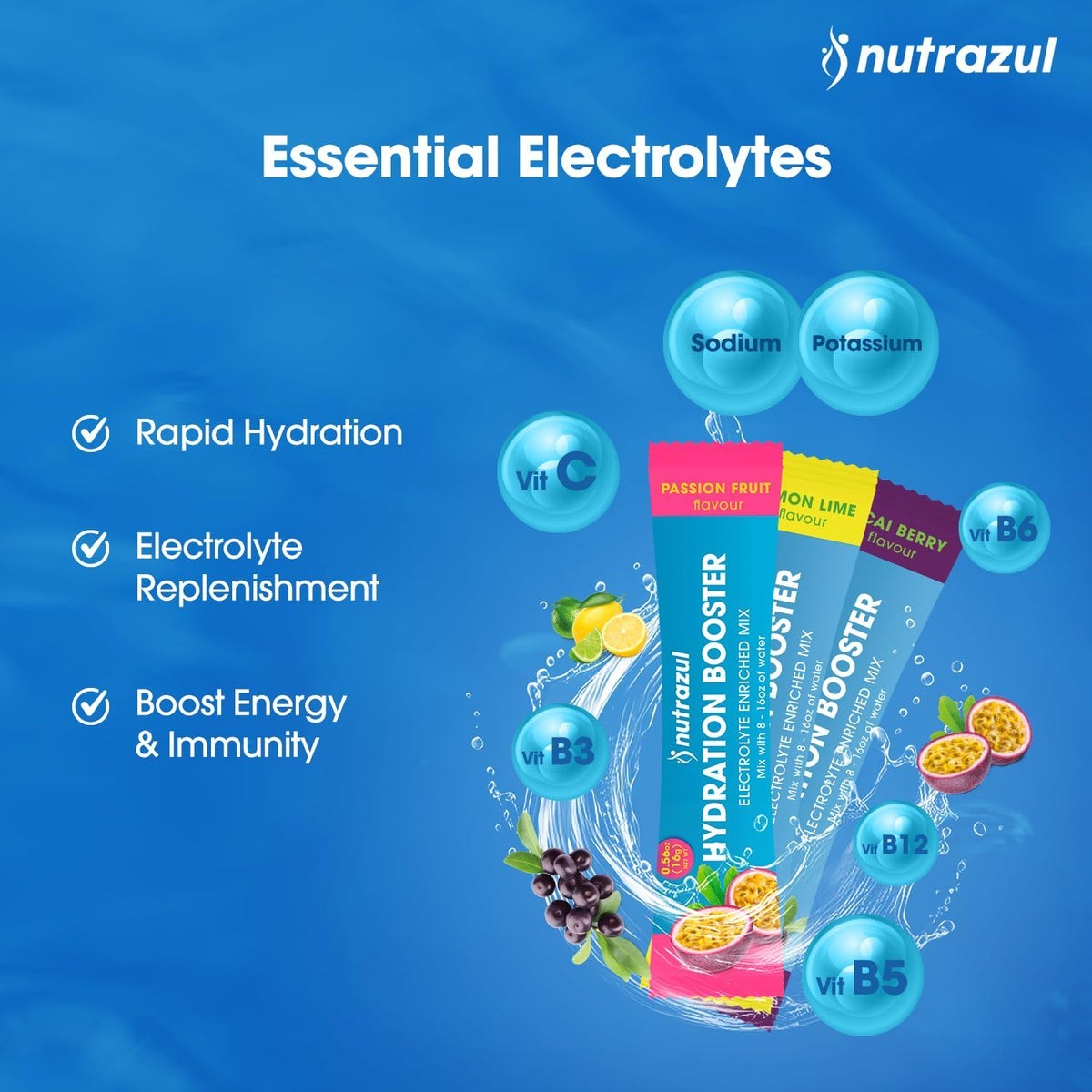 Natrazul Hydration Booster Electrolyte Supplement Hydration Support NEW