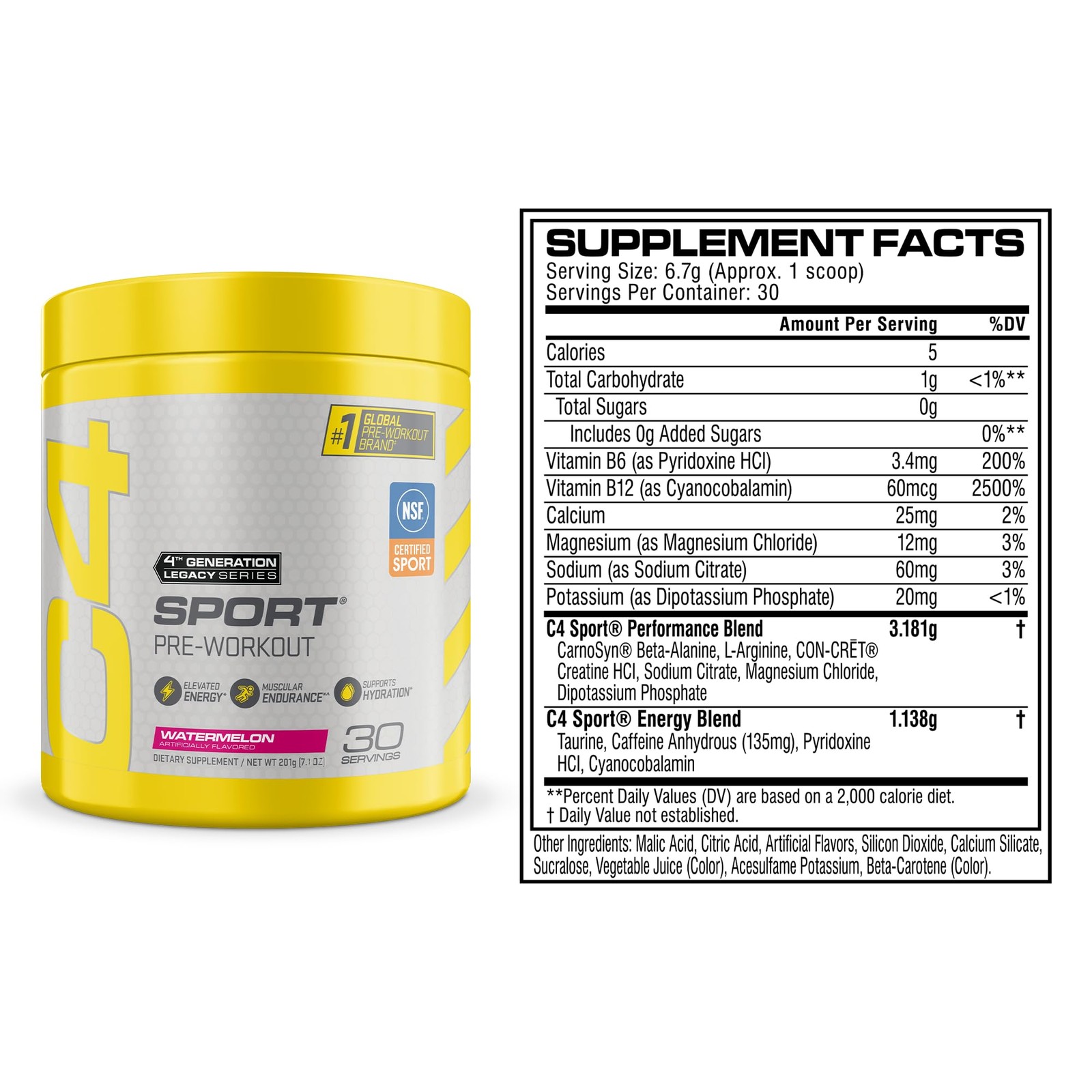 Cellucor C4 Sport Pre Workout 30 Servings (7.1 Ounce), Watermelon (Sport)