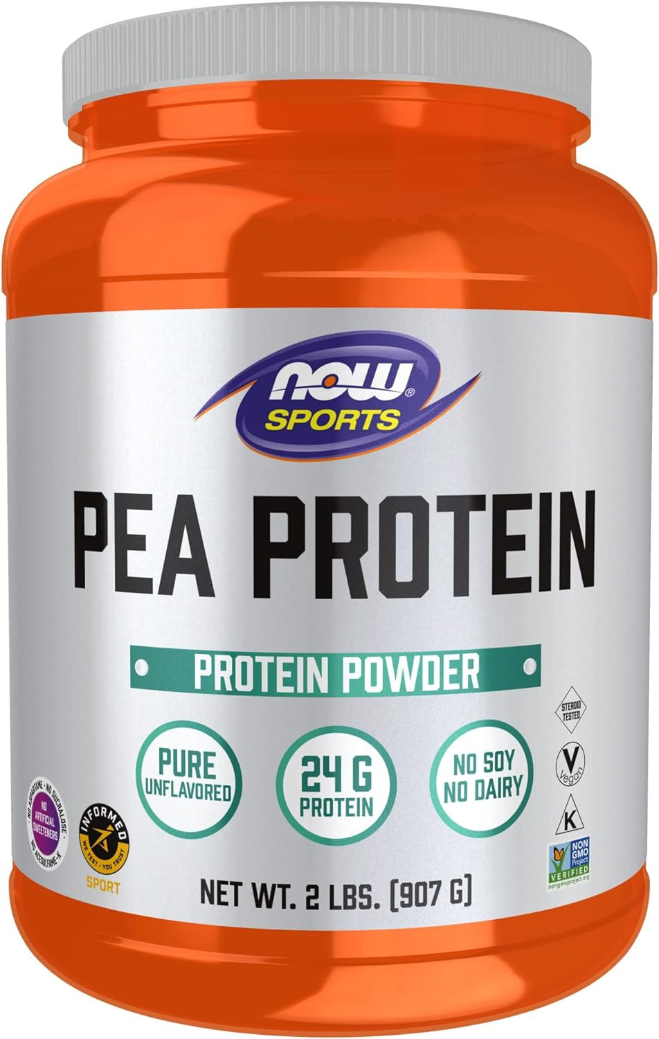 NOW Sports Pea Protein Powder 24 G Protein, Pure, Fast Absorbing, Unflavored
