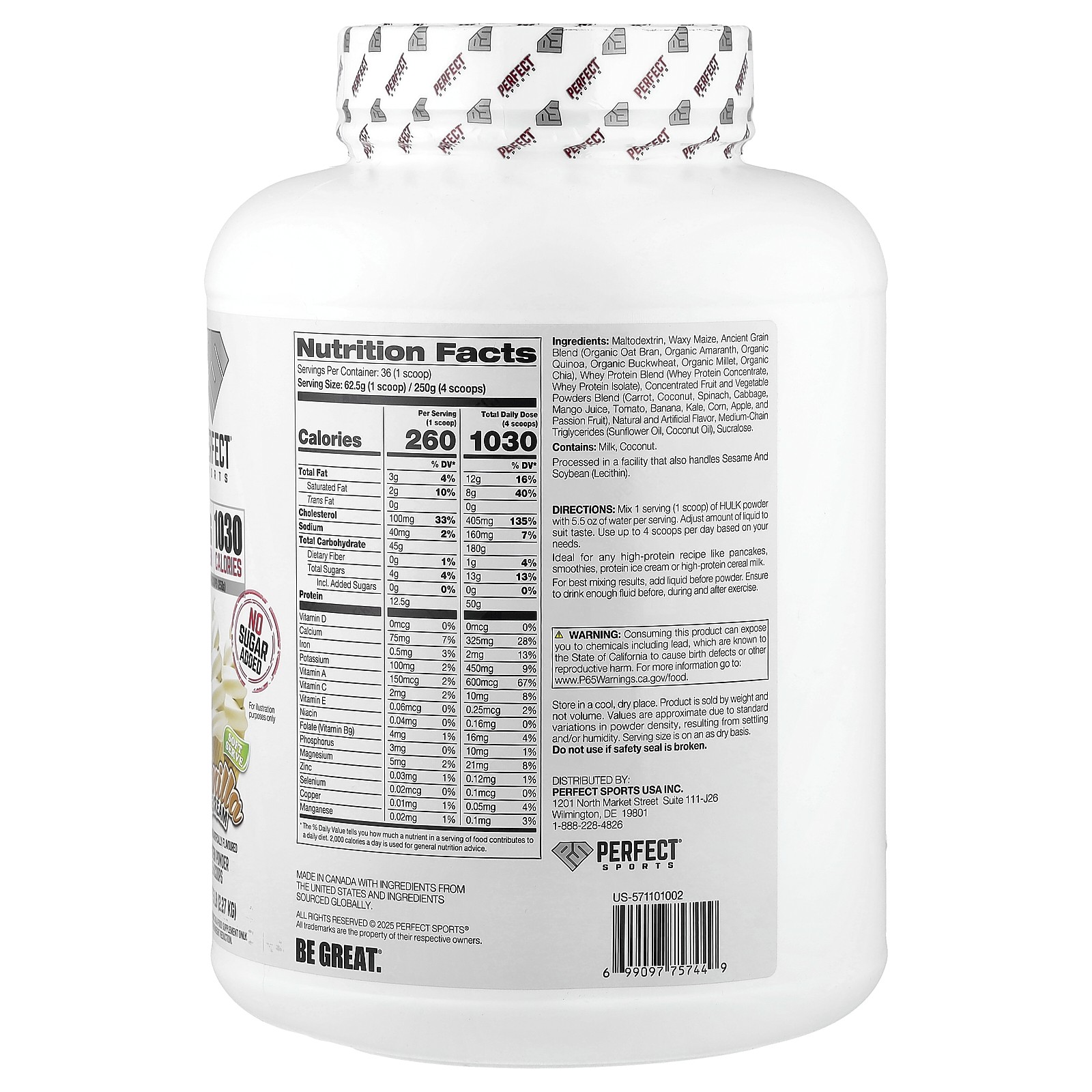 Hulk Clean Mass Gainer, Vanilla Ice Cream, 5 lb (2.27 kg)