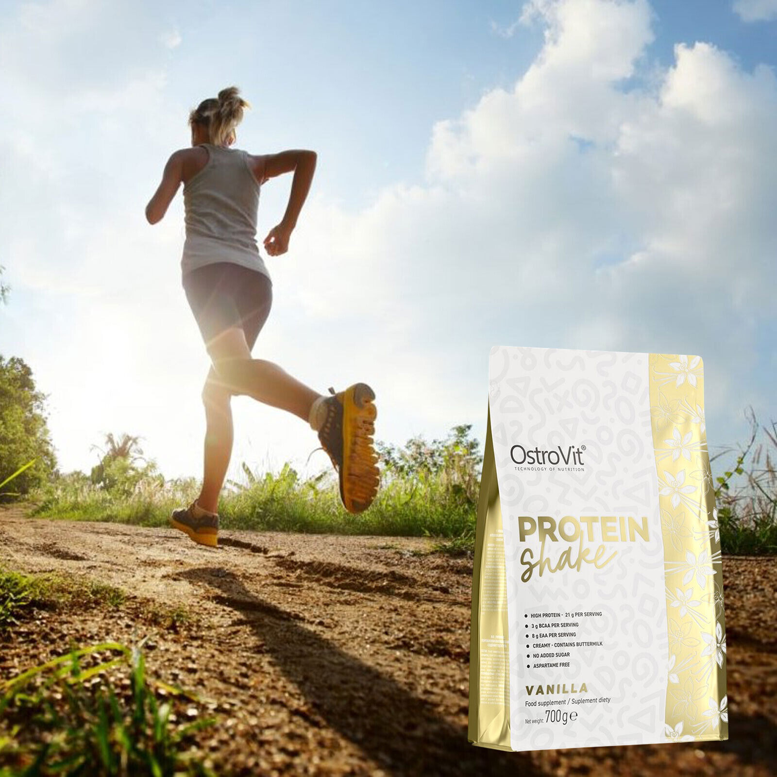 PROTEIN SHAKE 700 G – 23 servings – ​​21 g per serving supports muscle building