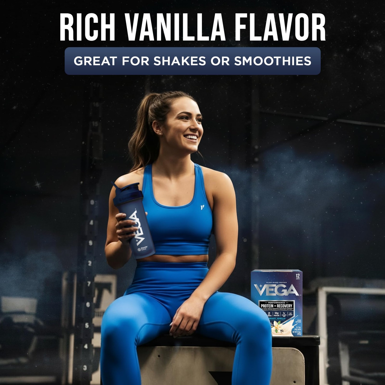 Vega Protein + Recovery, Vanilla – 30g Vegan 1.46 Ounce (Pack of 12),