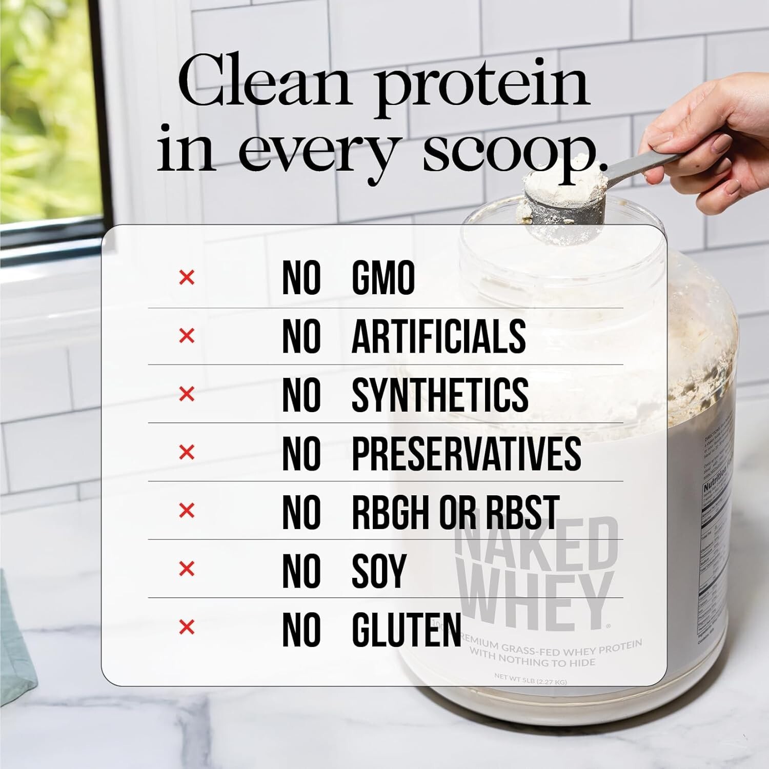 5LB Naked Whey – All Natural Grass Fed Whey Protein Powder, Unflavored, No GMO