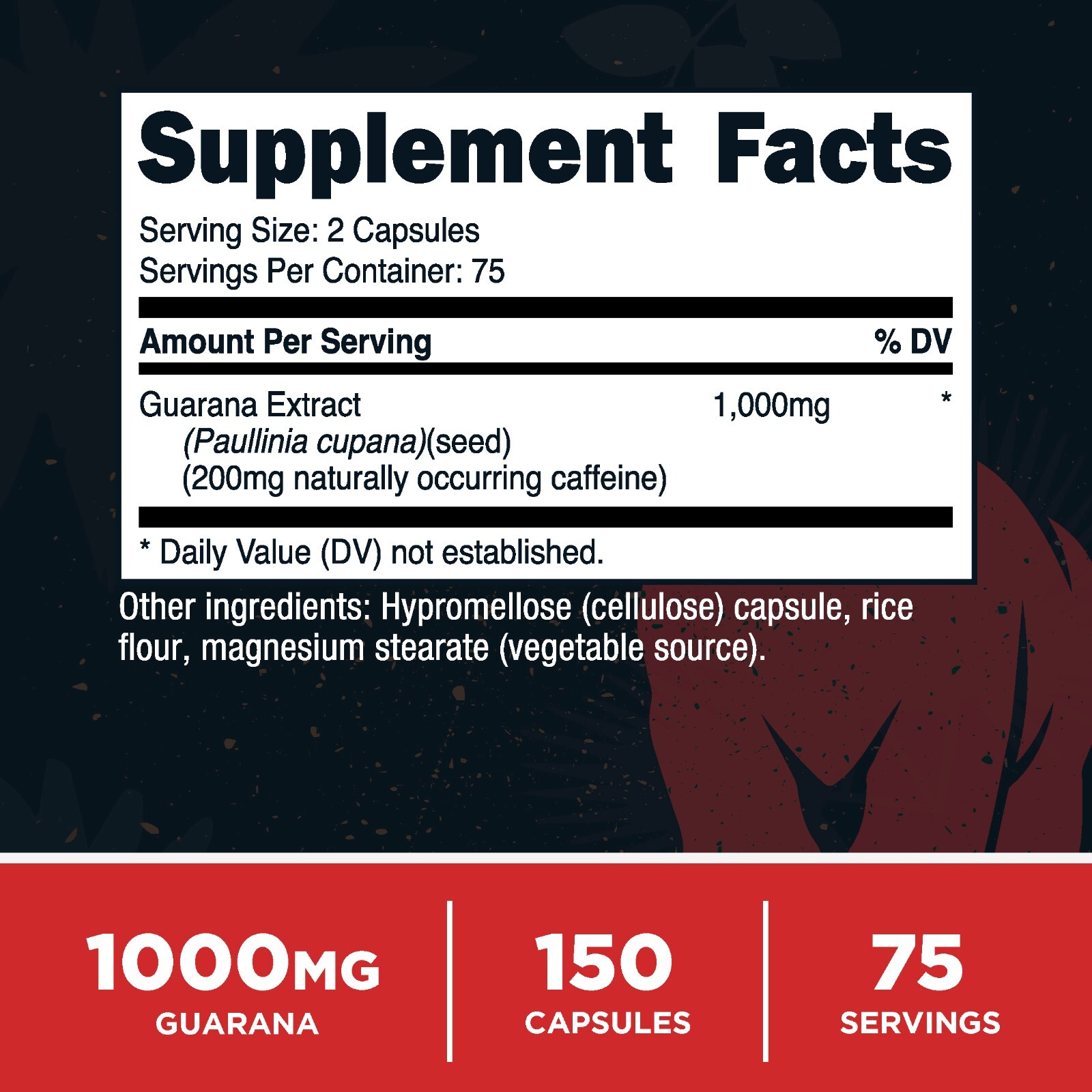 Primal Guarana (1000 MG Per Serving) (150 Capsules) – 200 MG Natural Caffeine