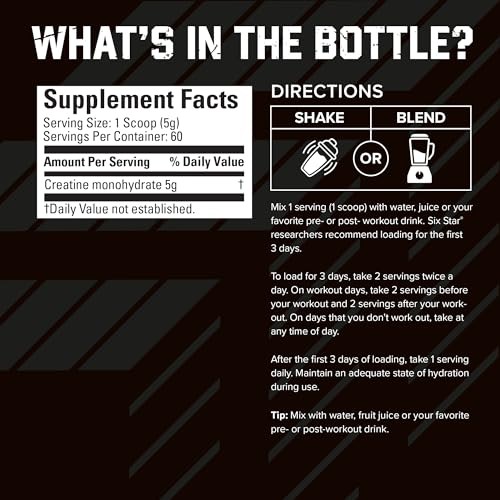 Creatine Monohydrate Powder Unflavored 60 Servings Micronized