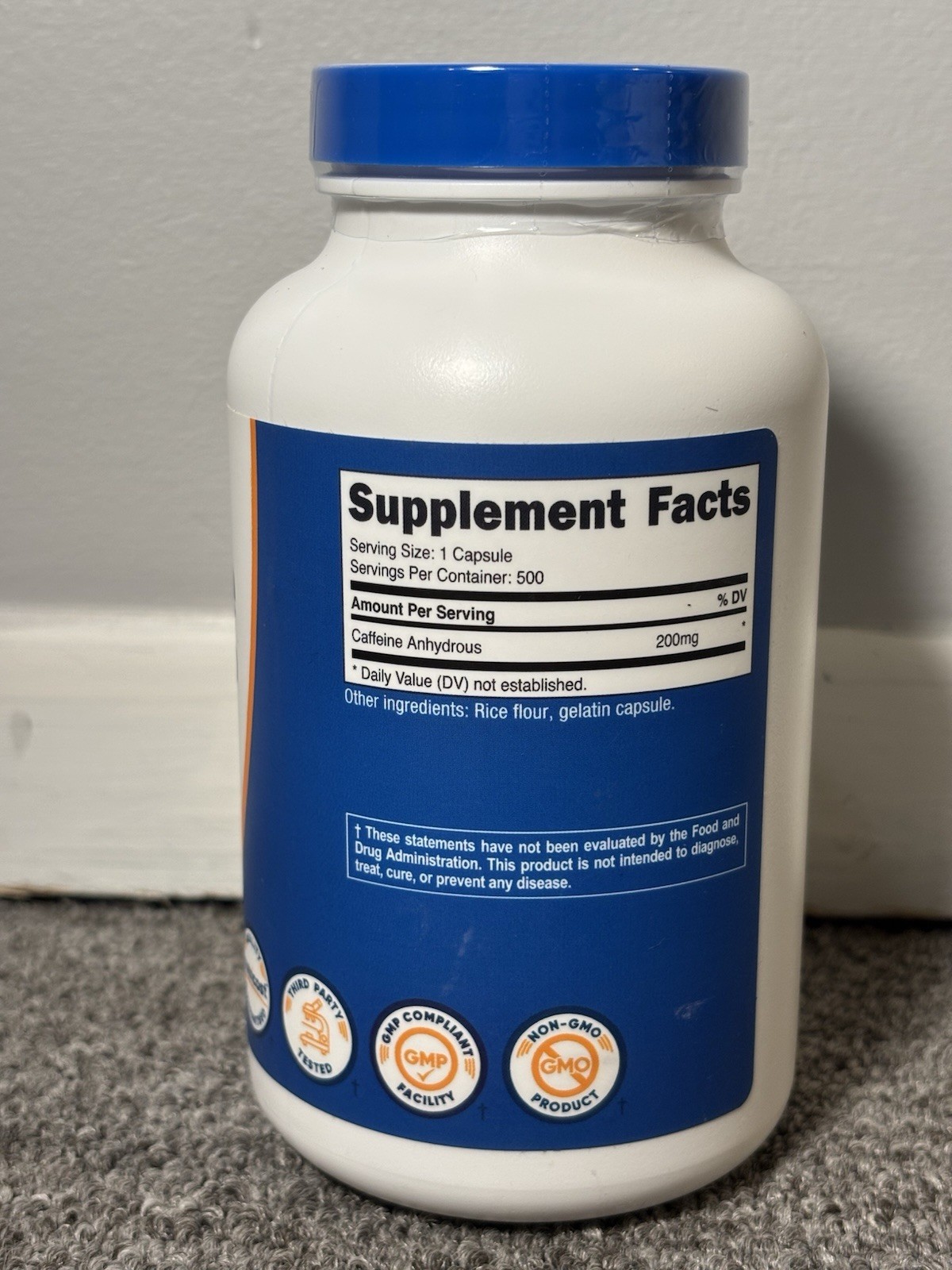 Nutricost Caffeine Pills, 500 Capsules, 500 Servings, 200mg Per Serving EXP 2/28