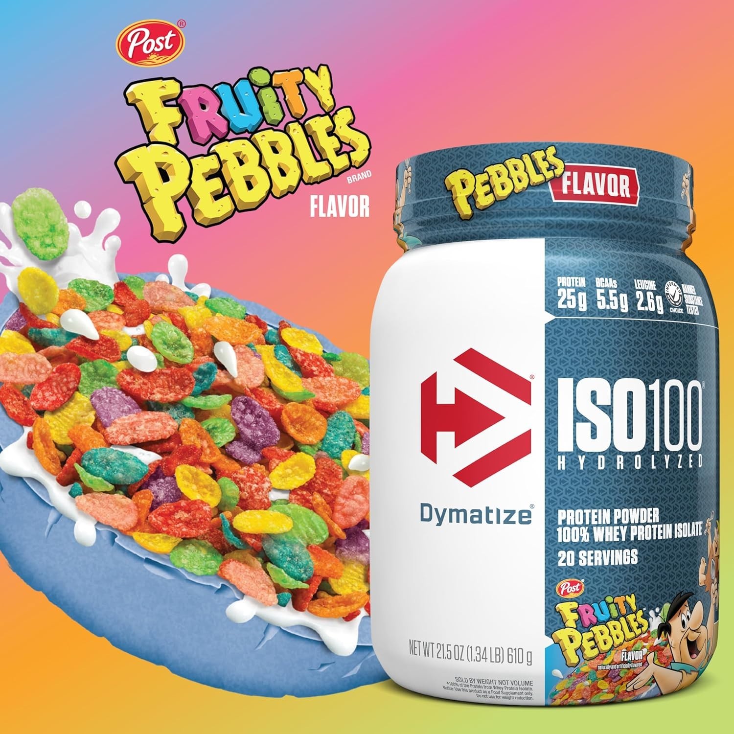 Dymatize ISO100 Hydrolyzed 21.5 oz Protein Powder – Cocoa Pebbles (D35342A)