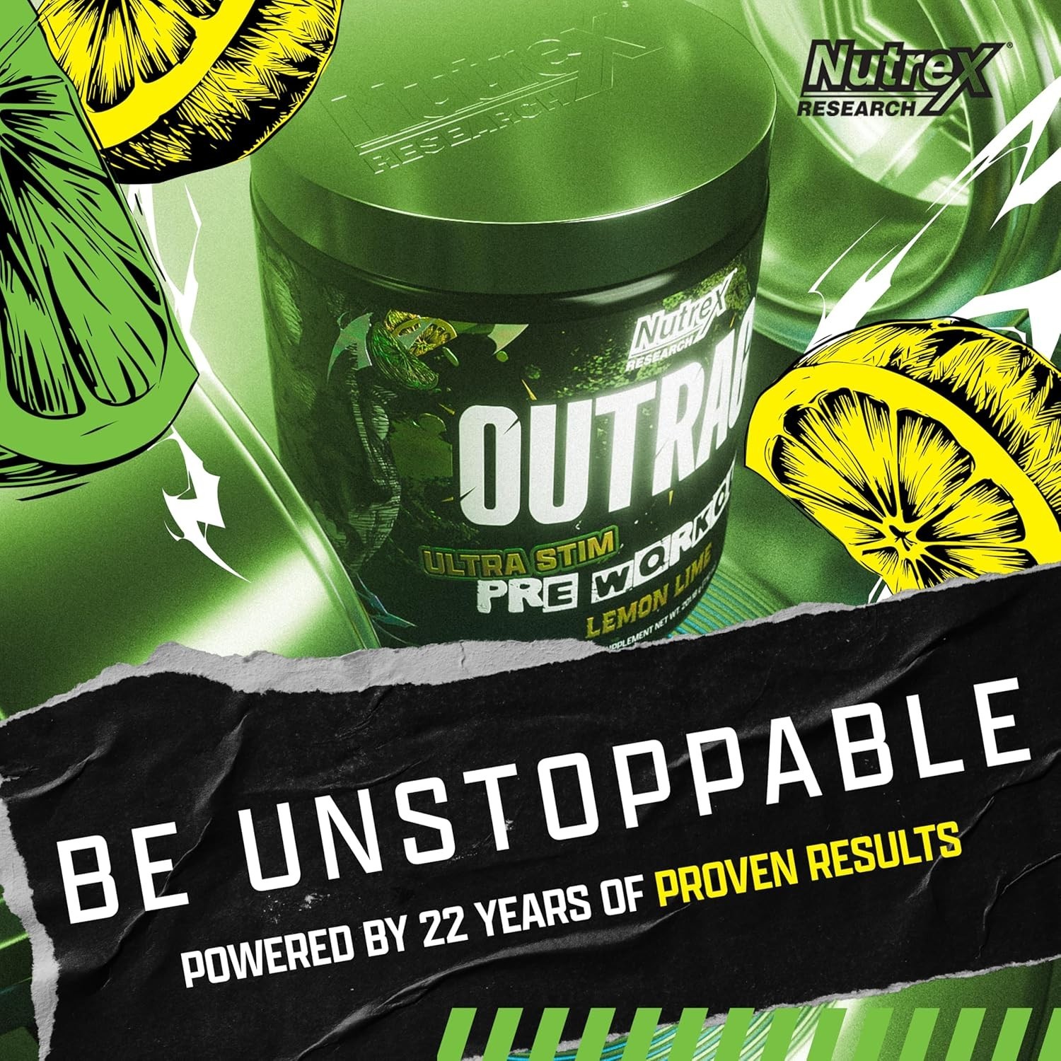 Outrage Ultra HIGH STIM Pre-Workout Powder for Men | 400mg Caffeine, L-Citrul