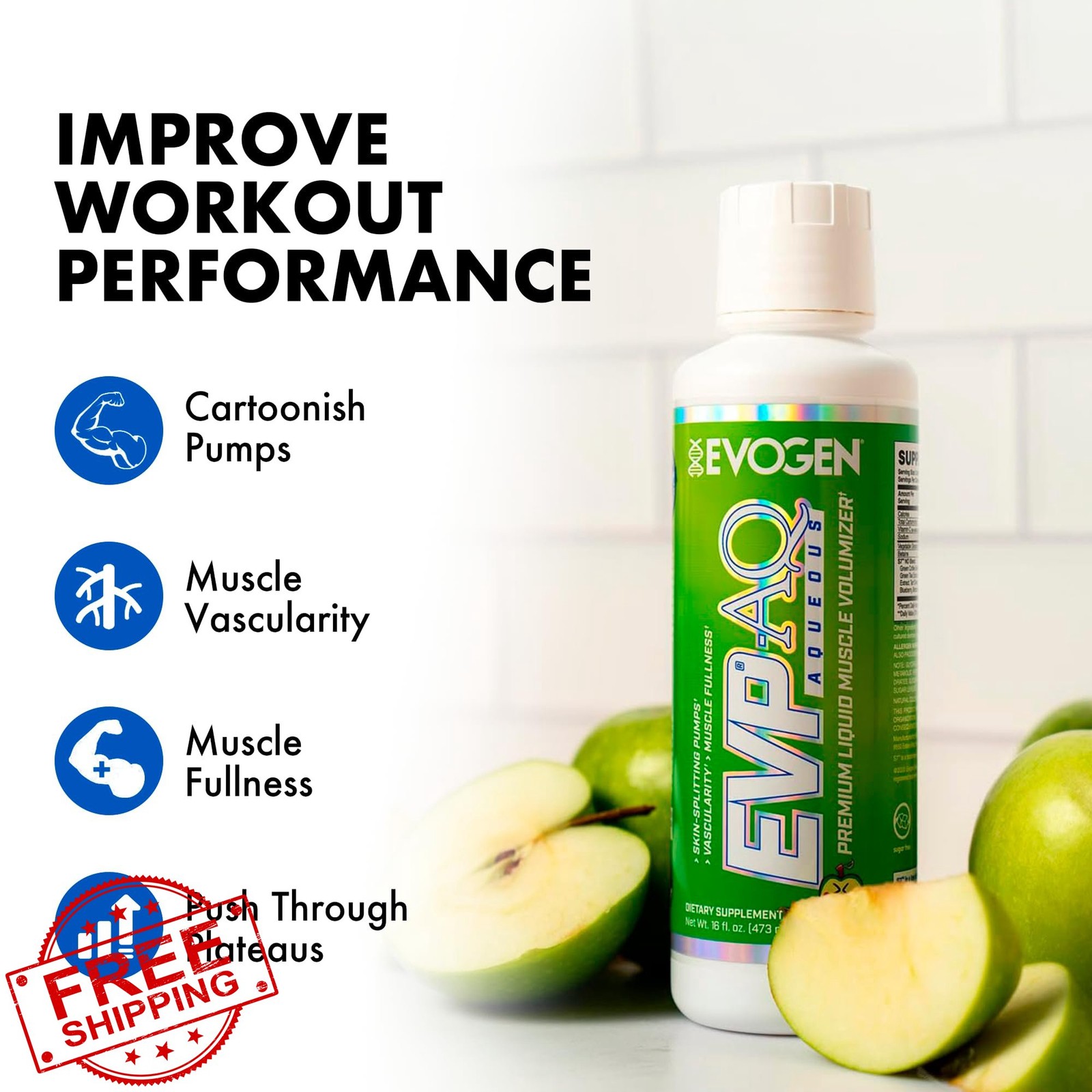 Evogen EVP AQ Liquid Glycerol Pre Workout Sour Apple 16 fl oz