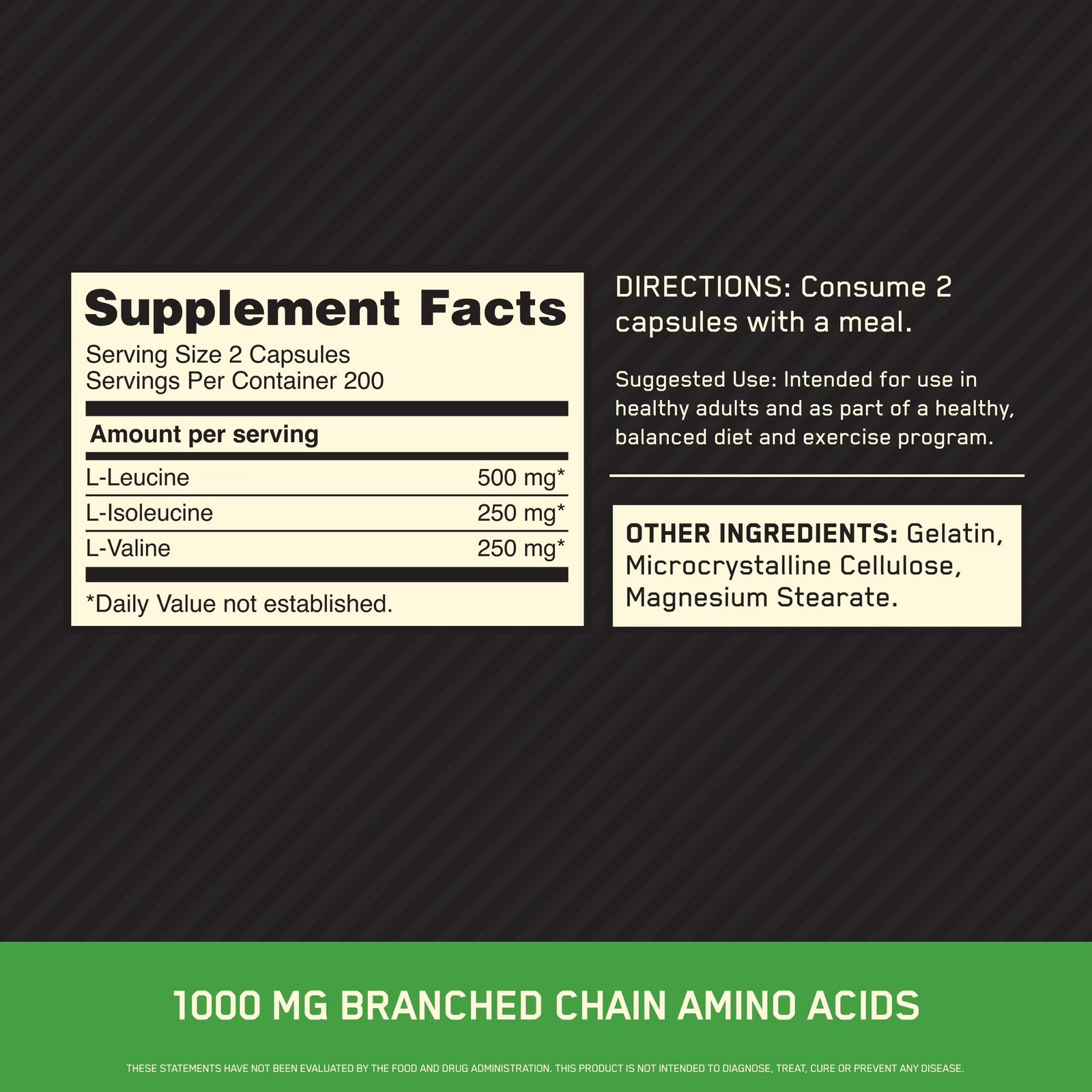 Instantized BCAA Capsules, 1000Mg, 400 Count, 200 Servings