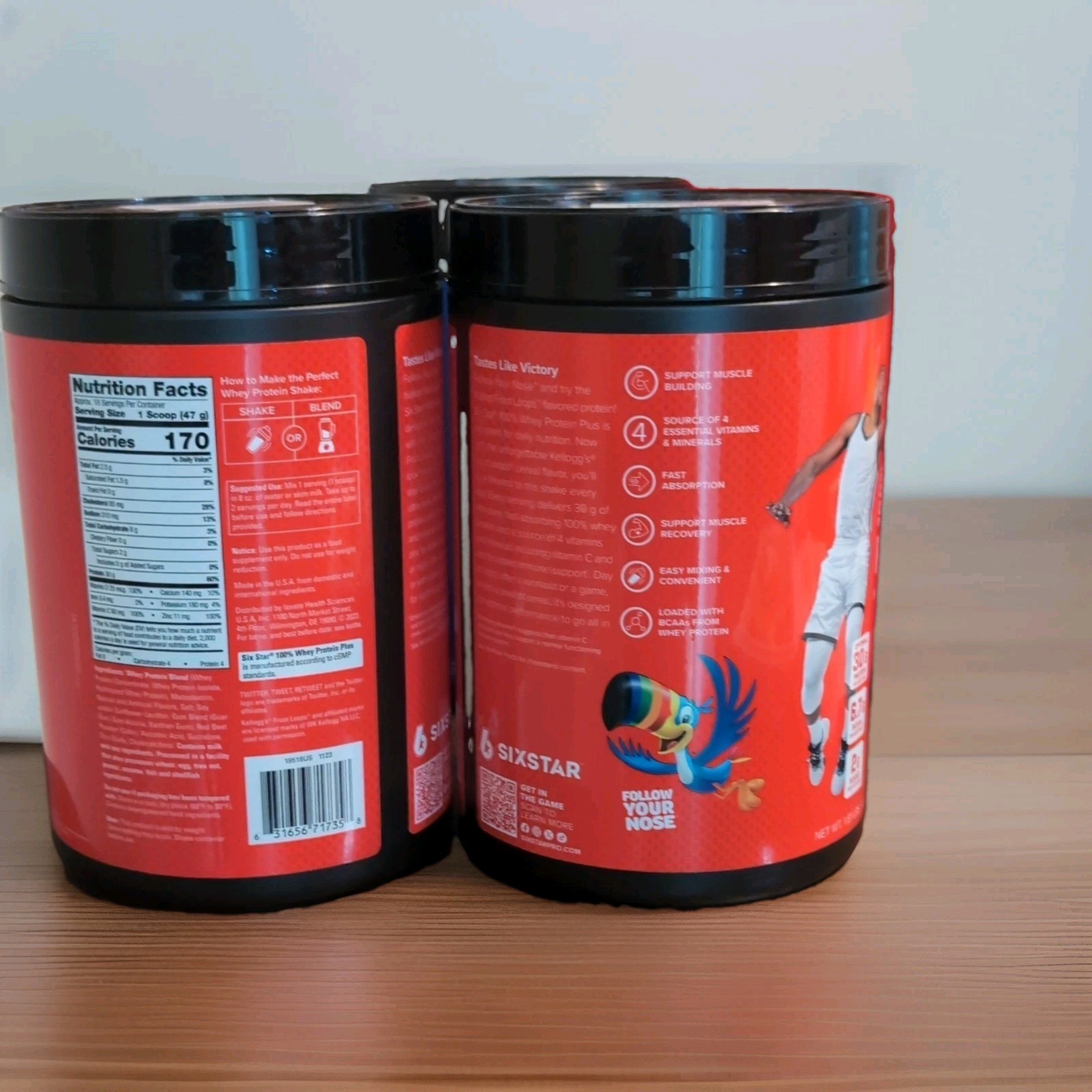 Six Star 100% Whey Protein+ Froot Loops Flavor Powder, High Protein, 1.54 lb 2pk