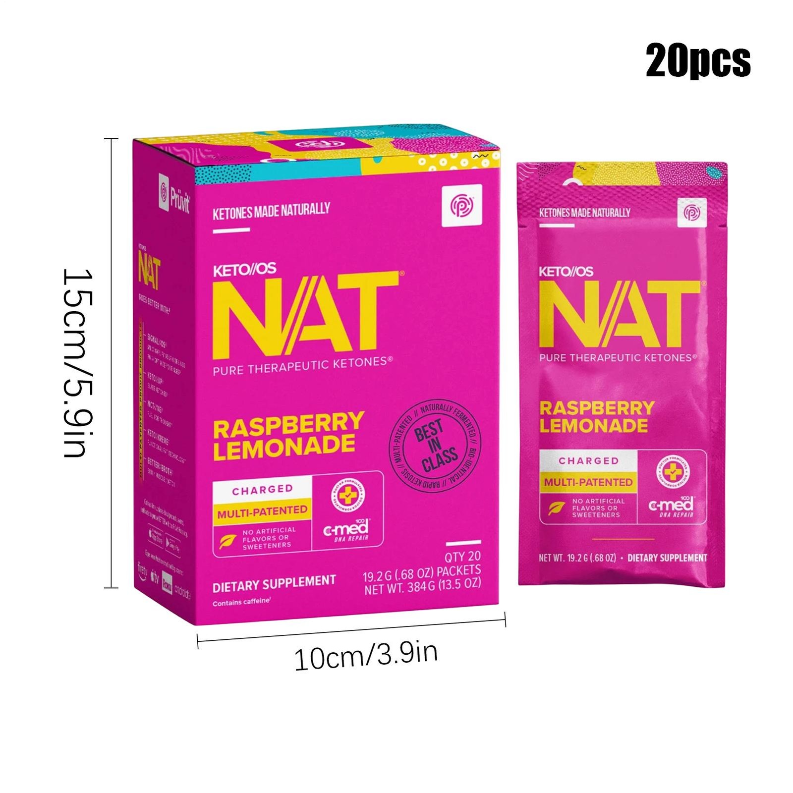 PRUVIT Ketones NAT 20 Packets Charged RASPBERRY LIMONADE