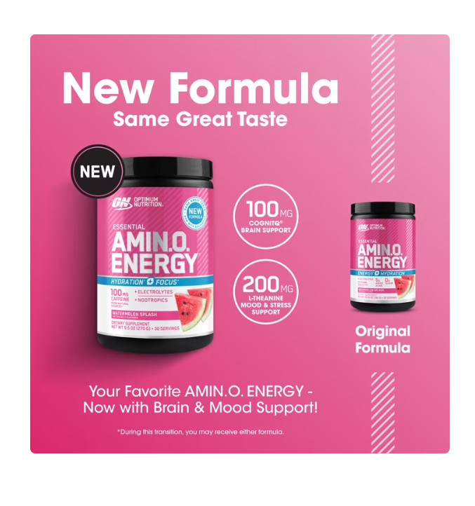 Optimum Nutrition Essential Amino Energy Hydration Plus Focus Powder, Watermelon