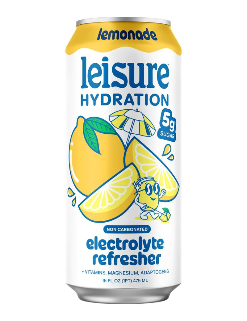 Leisure Hydration Electrolyte Drink, Lemonade Magnesium Ashwagandha, 16oz 12 Pk