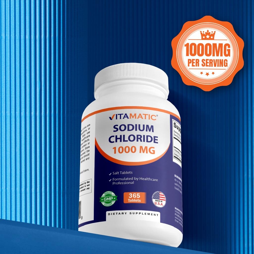 Sodium Chloride 1000mg – 365 Tablets Electrolyte Replenisher & Hydration Support