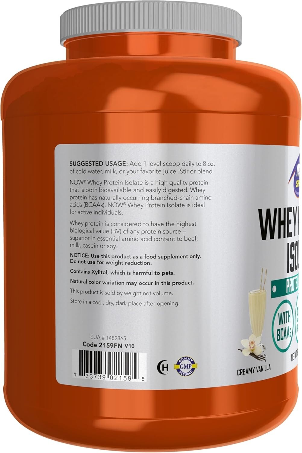 NOW Sports Whey 25g Protein Isolate 5lbs (Creamy Vanilla)