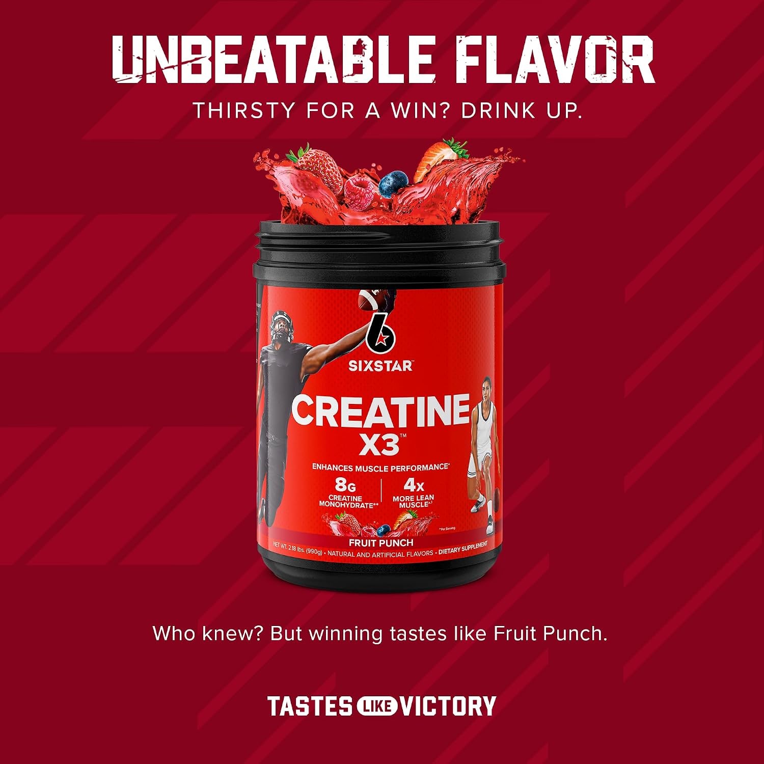 Creatine Monohydrate Powder, X3 (Fruit Punch) – Flavored Creatine Hcl Powder Mon