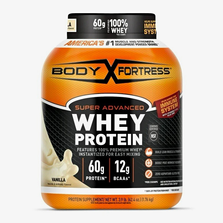 Body Fortress Super Advanced Whey Protein, Vanilla 3.9 lb, 60g