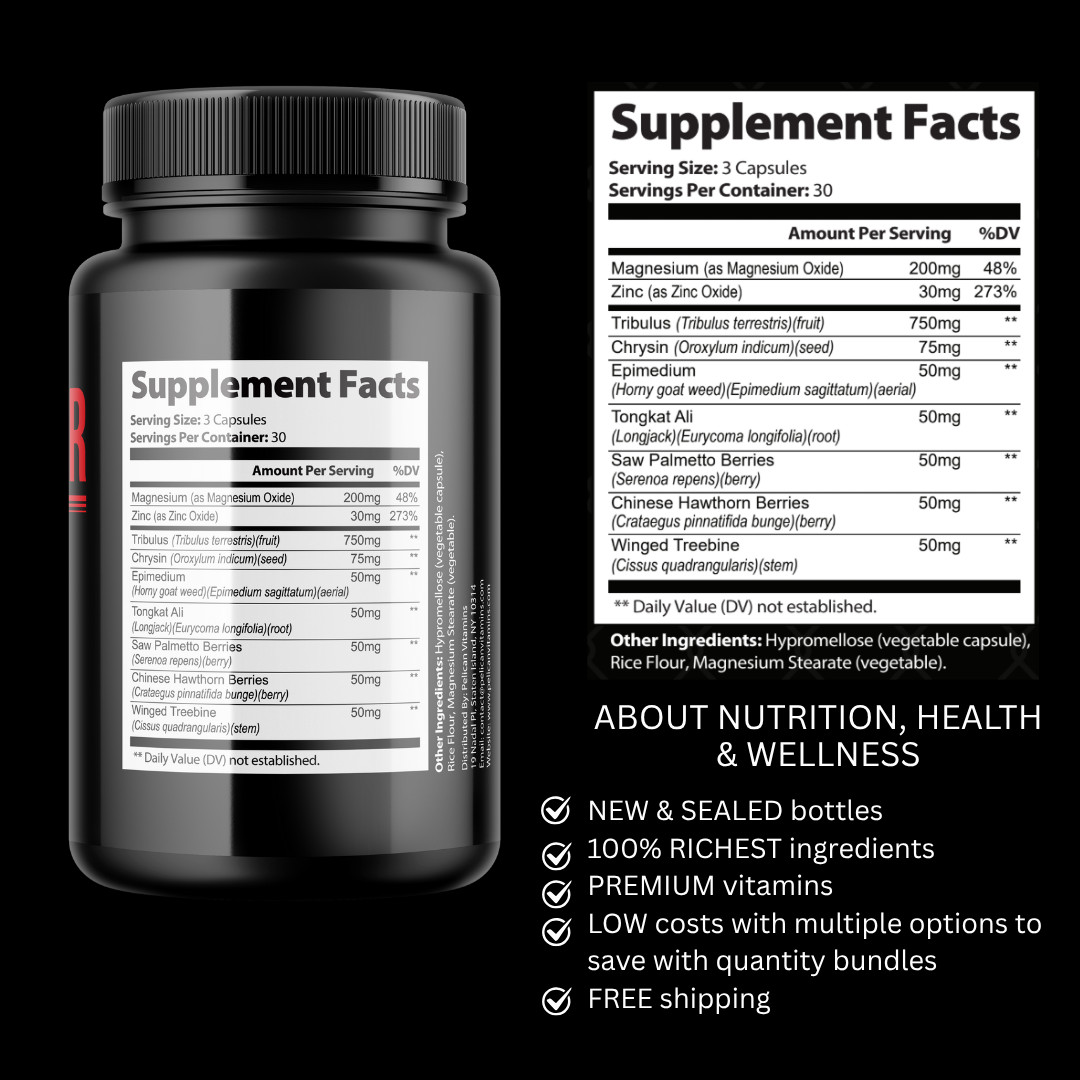 Red Bear- Bodybuilding & Men’s Health Support- 4 Bottles- 360 Capsules