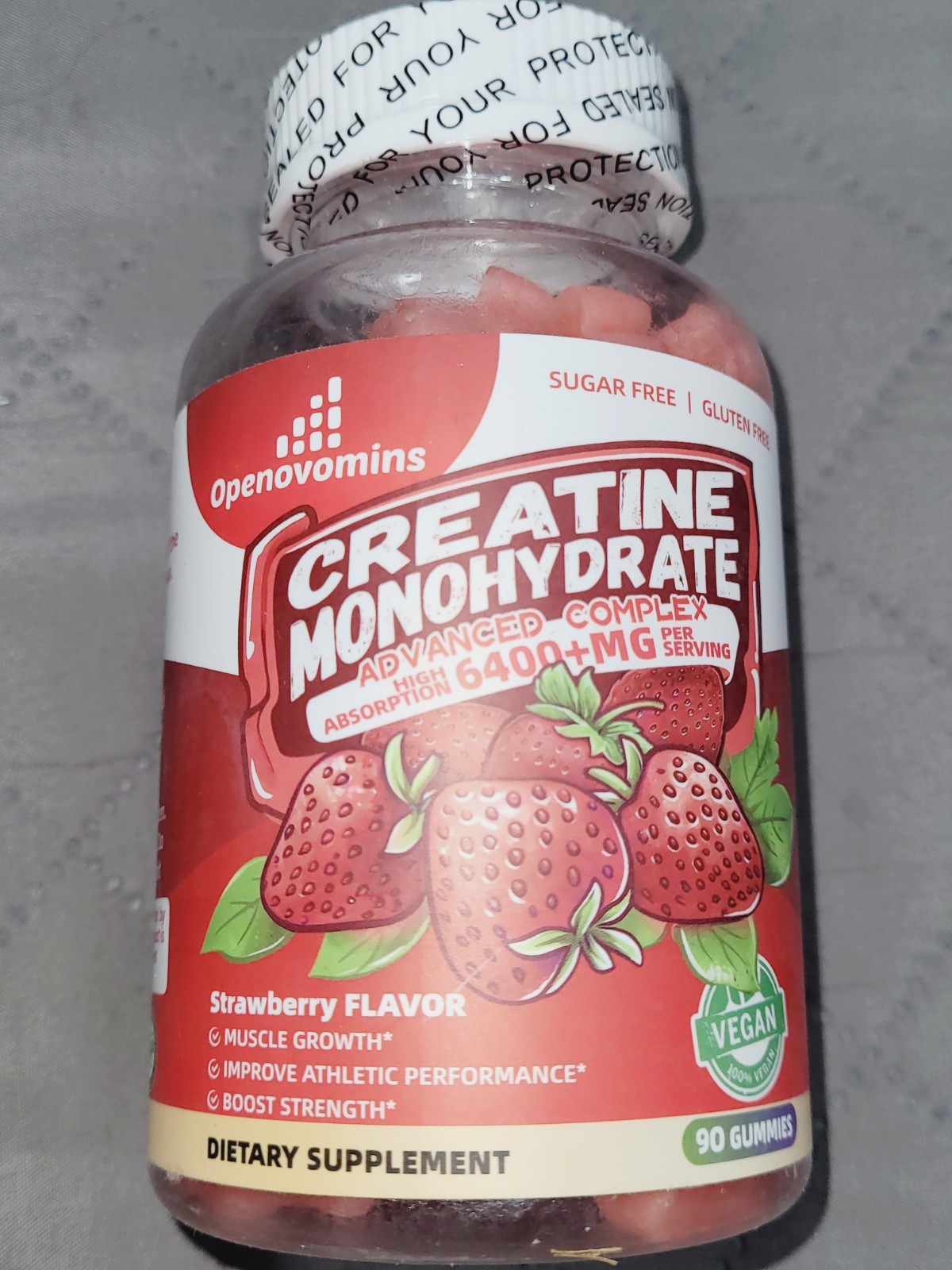 Creatine Monohydrate Gummies Complex, 90 Strawberry Gummies, Exp 11/26