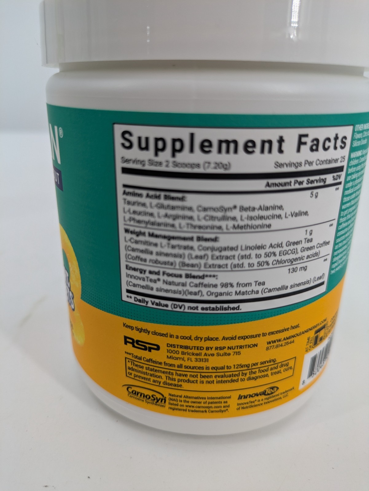 RSP Nutrition AminoLean Smart Sweets Pre-Workout Energy Supplements Peach Ring