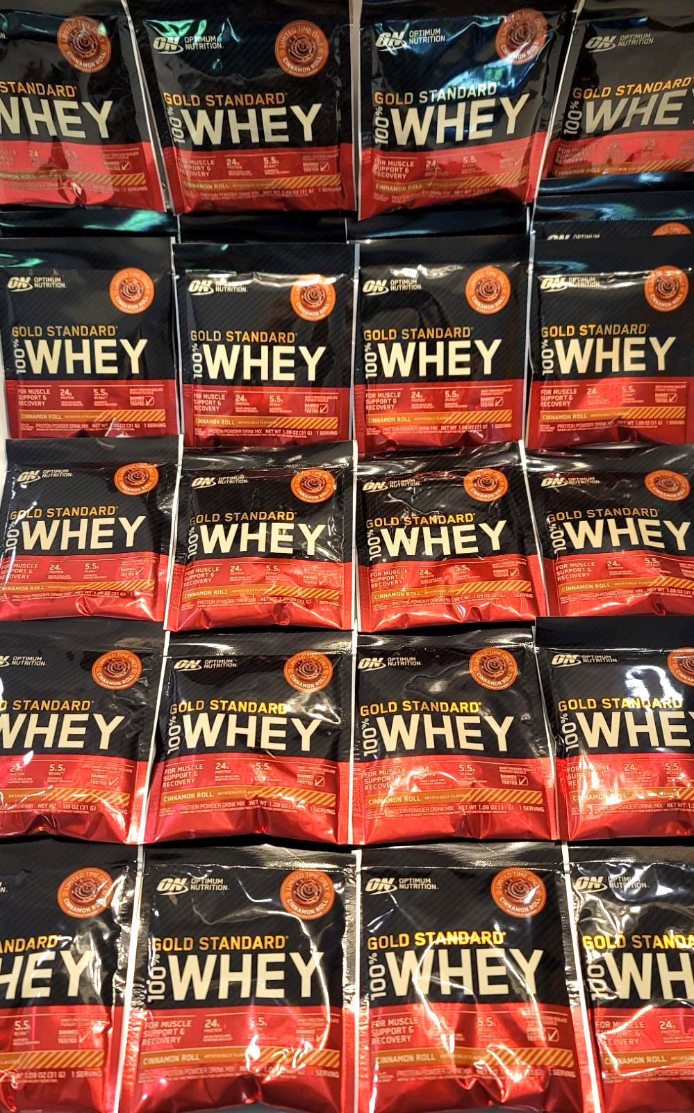 Lot of 48 ON Optimum Nutrition Gold Standard 100% Whey Cinnamon Roll 1.09 oz.